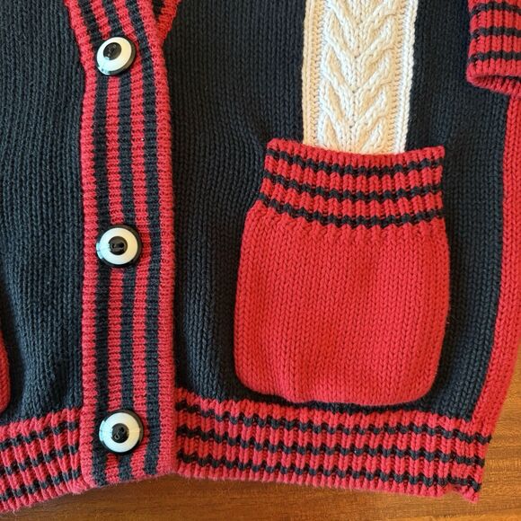Vintage 1993 I.B. Diffusion Sport Cardigan Sweater – Women’s Small – Red Black - Picture 3 of 7